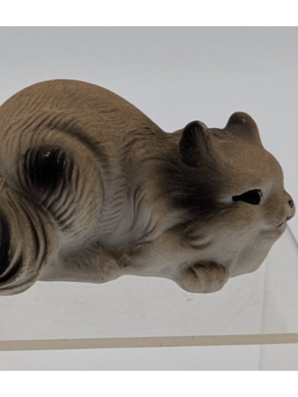 Vintage animal Ceramic Figurine grumpy kitty cat matte finish